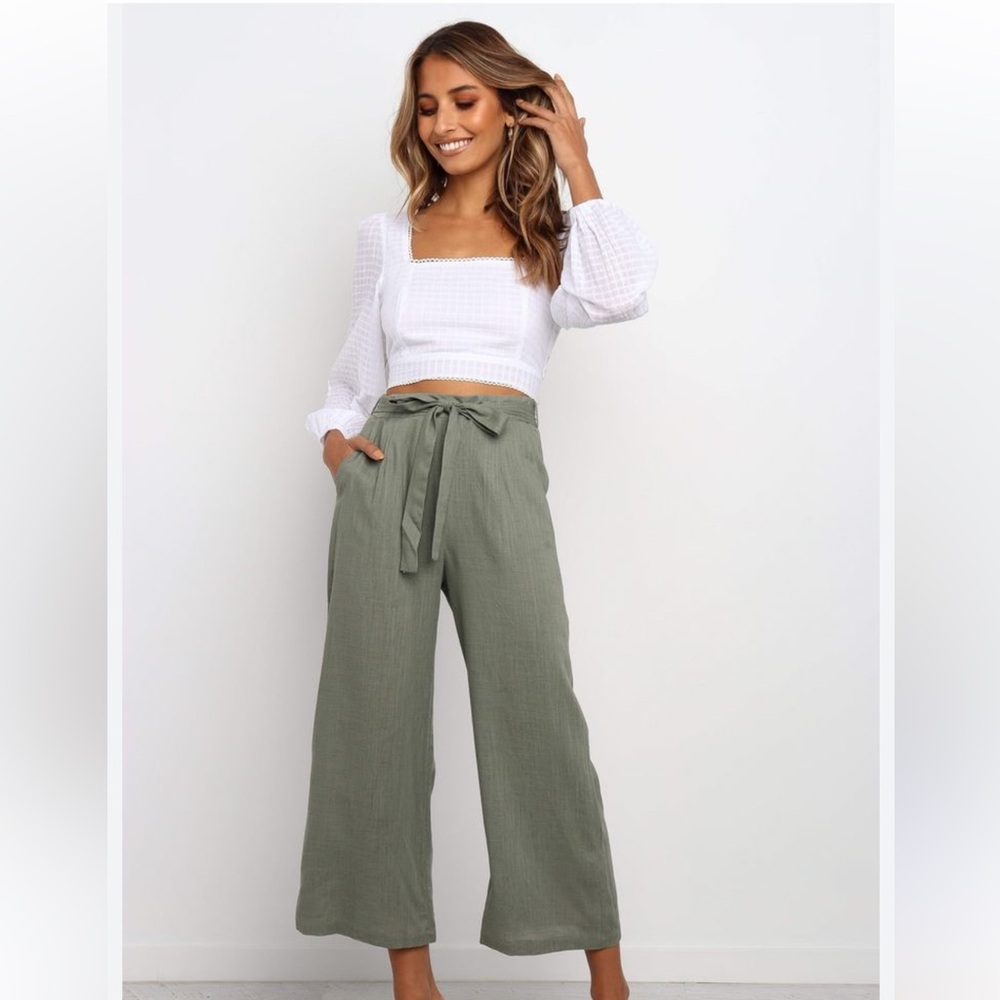 Petal & Pup Incana Olive Green Women's Wide-Leg Pants